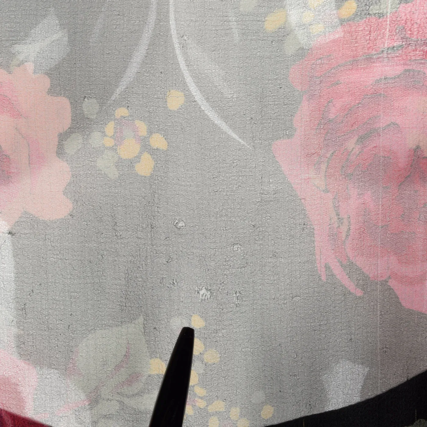 1930s Black Silk Slip Dress with Rose Print Top