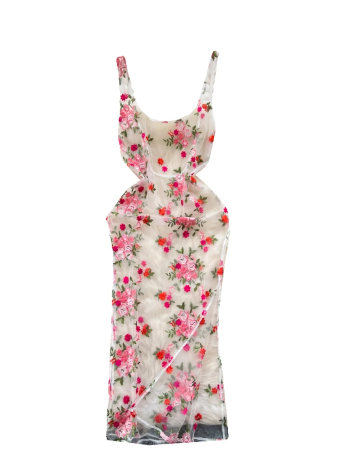 3d Floral Embroidered Outwear Dress