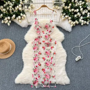 3d Floral Embroidered Outwear Dress