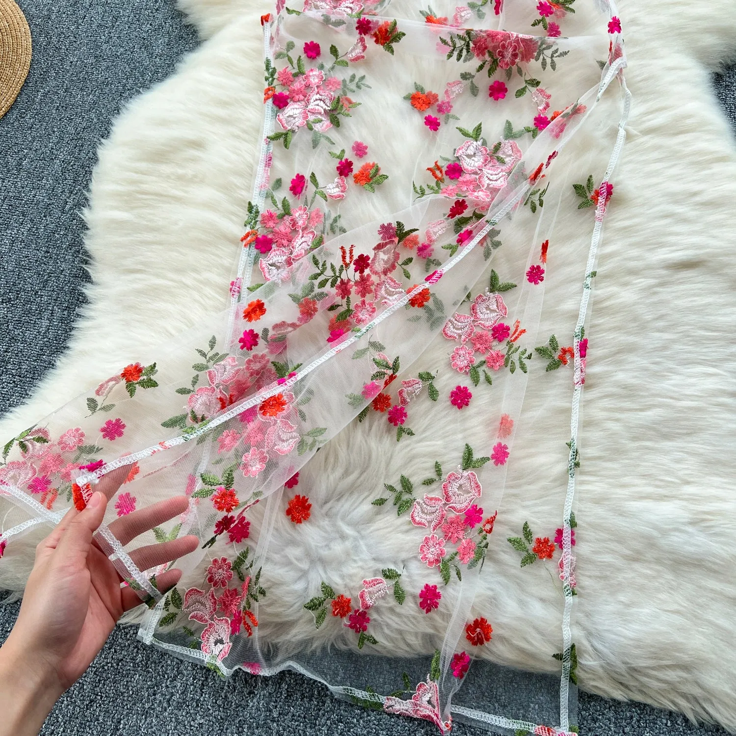3d Floral Embroidered Outwear Dress