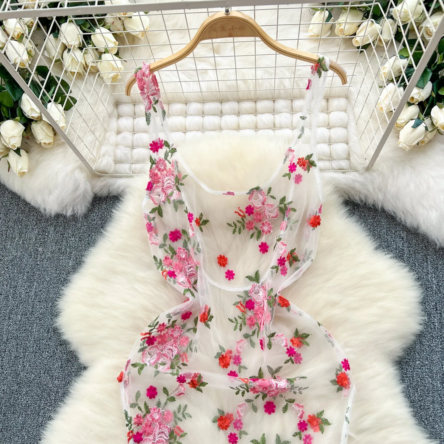 3d Floral Embroidered Outwear Dress