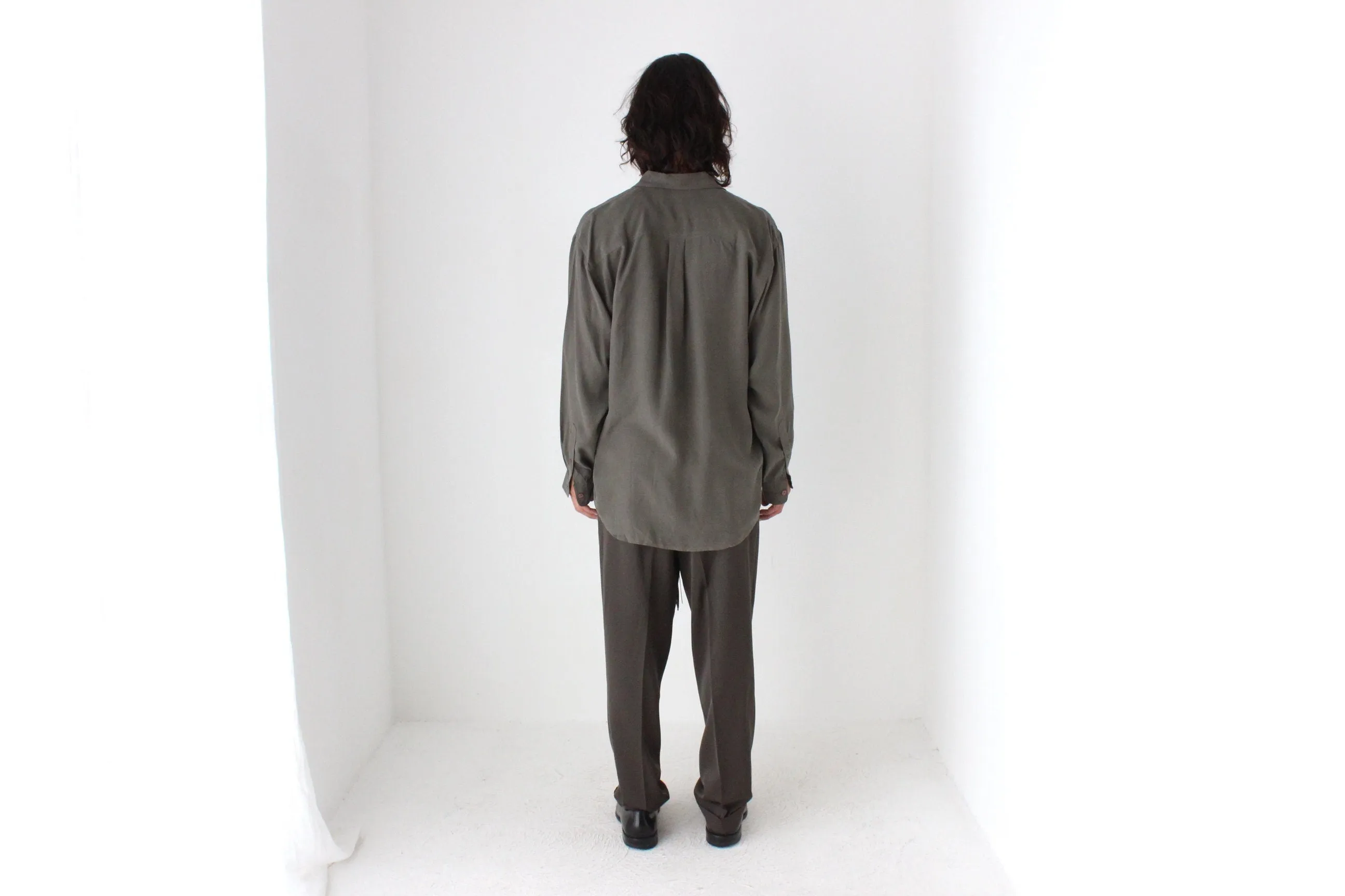 90s PURE FUJI SILK Relaxed Shirt in Khaki