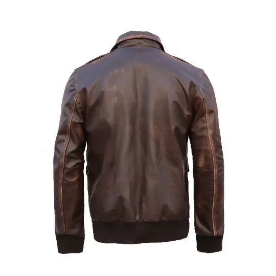 A2 Bomber Men's AIR Force Style Flight Jacket Real Leather Vintage Distressed Brown