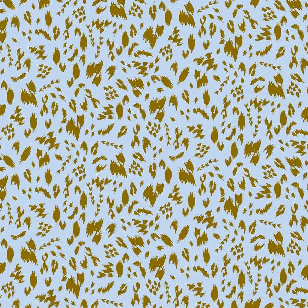 All Over Brown Patterns on Blue Modal Jersey Fabric