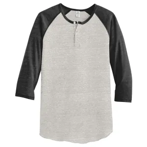 Alternative Men's Eco Oatmeal/Eco Black Eco-Jersey 3/4-Sleeve Raglan Henley