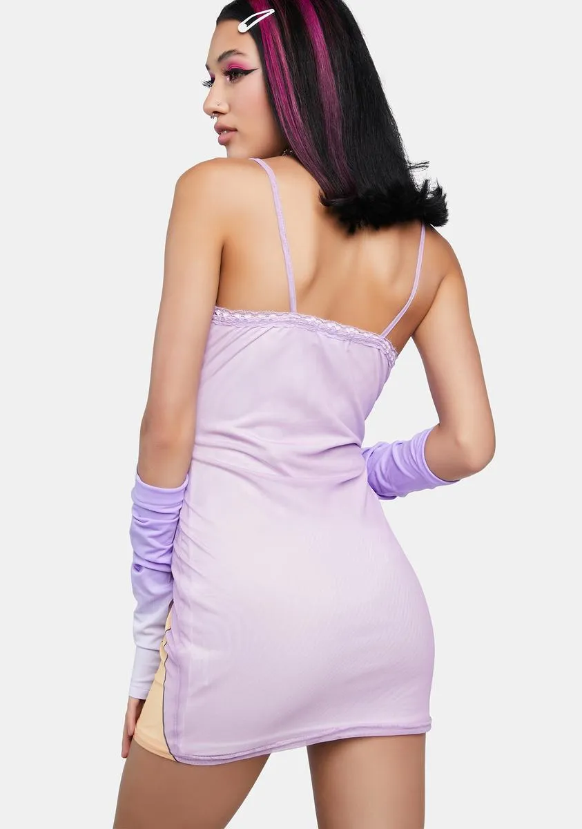 Anime Mesh Lace Trim Mini Dress