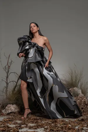 Asymmetric A-line Dress with Bow