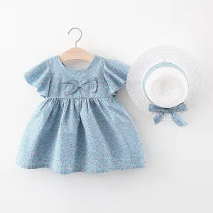 Baby Dress Butterfly Sleeve Pastoral Style Floral Dress