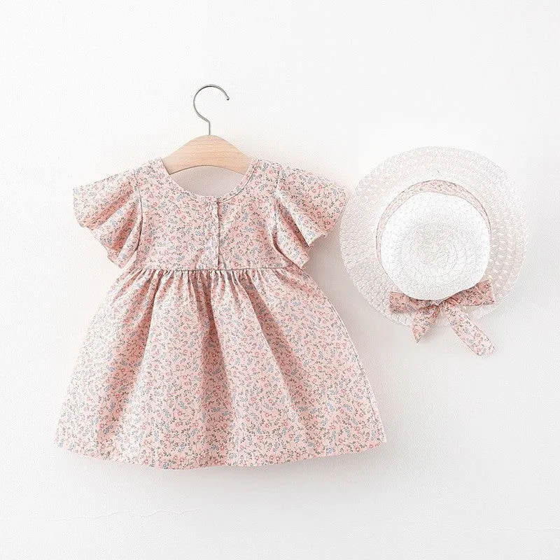 Baby Dress Butterfly Sleeve Pastoral Style Floral Dress