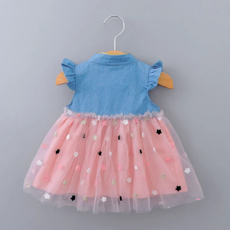 Baby Girl Denim Butterfly Sleeve Dress