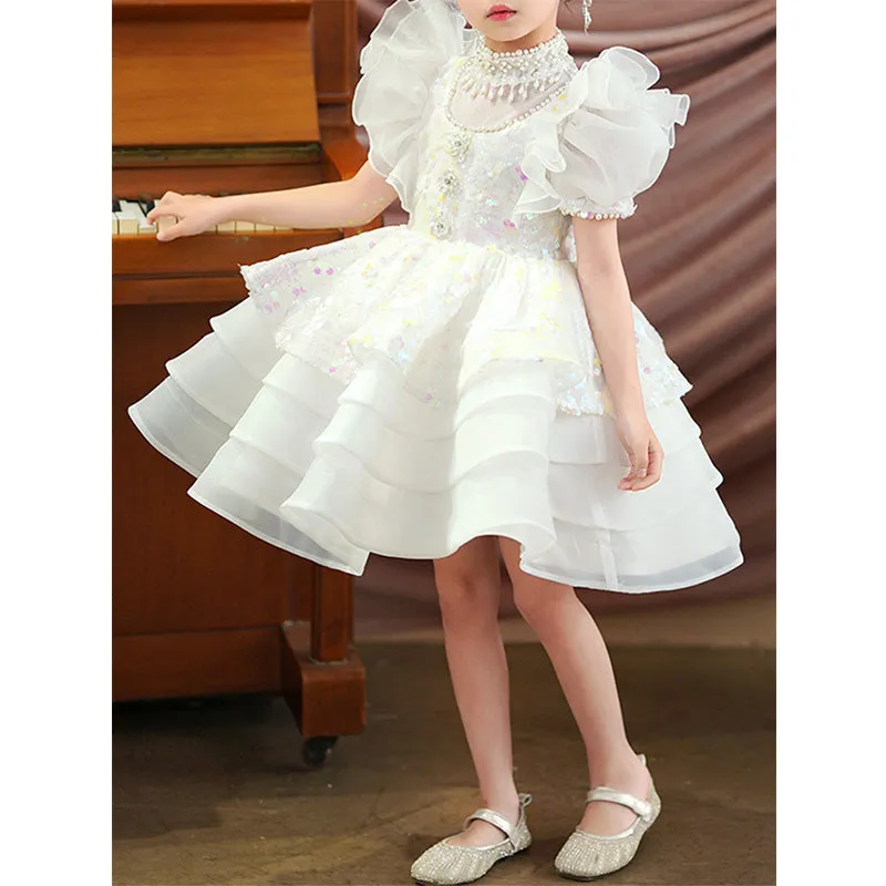 Baby Girl Dress Toddler Pageant Dress Beaded Sequin Puffy Princess Dress