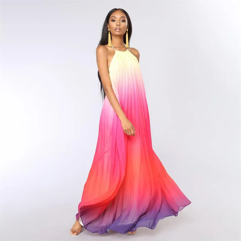 Backless Halter Maxi Dress