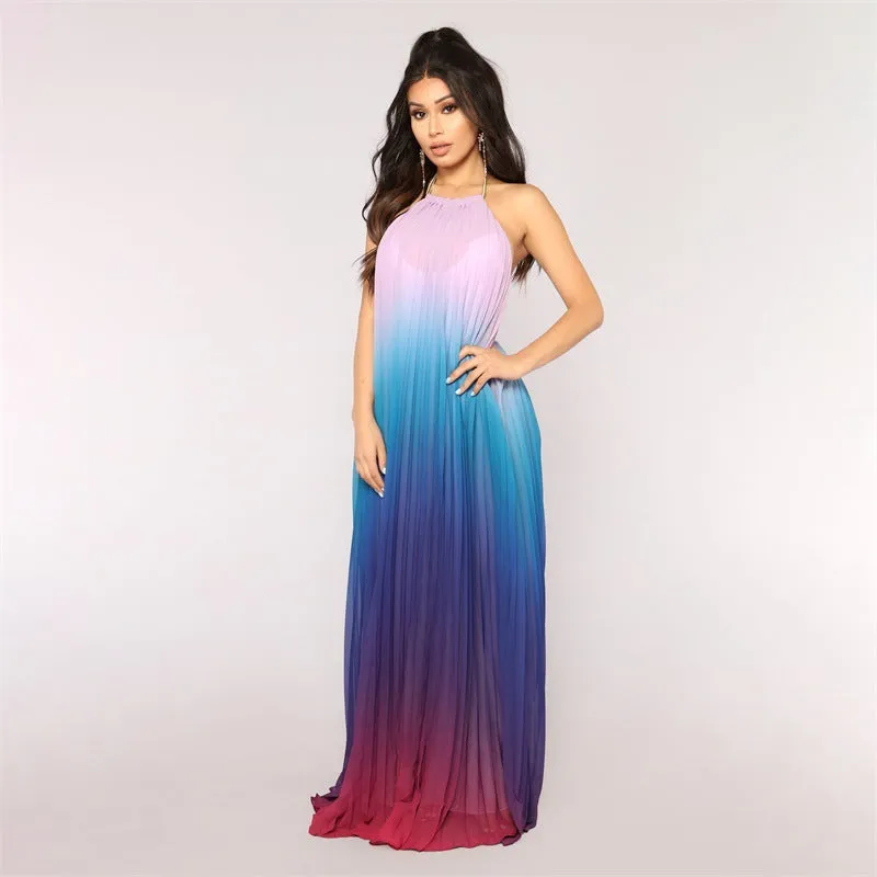 Backless Halter Maxi Dress