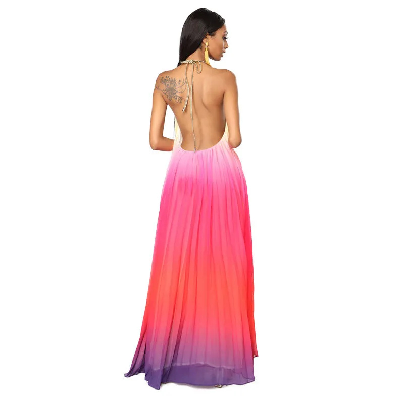 Backless Halter Maxi Dress