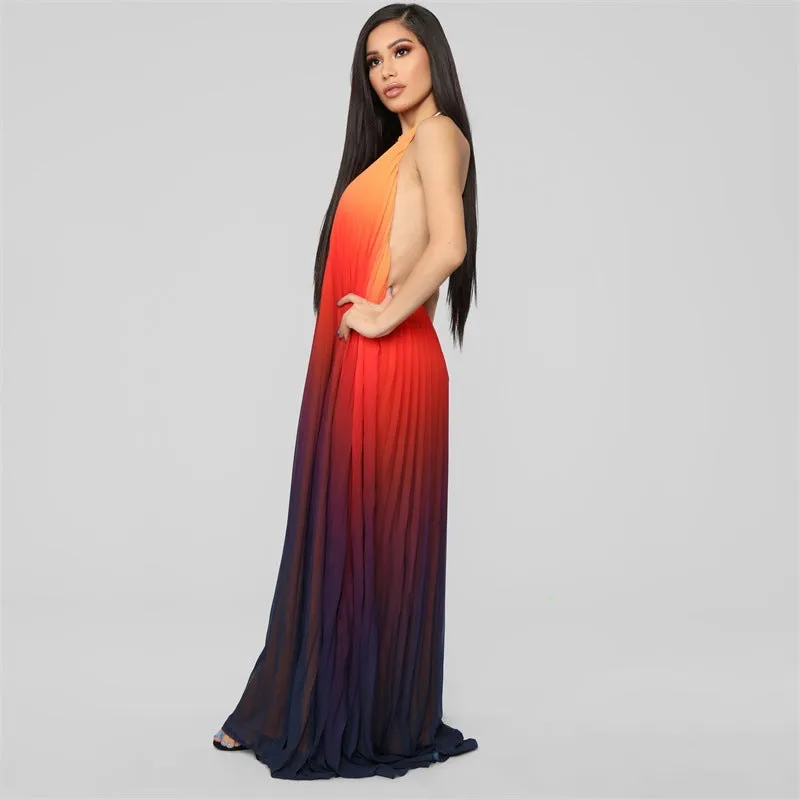 Backless Halter Maxi Dress