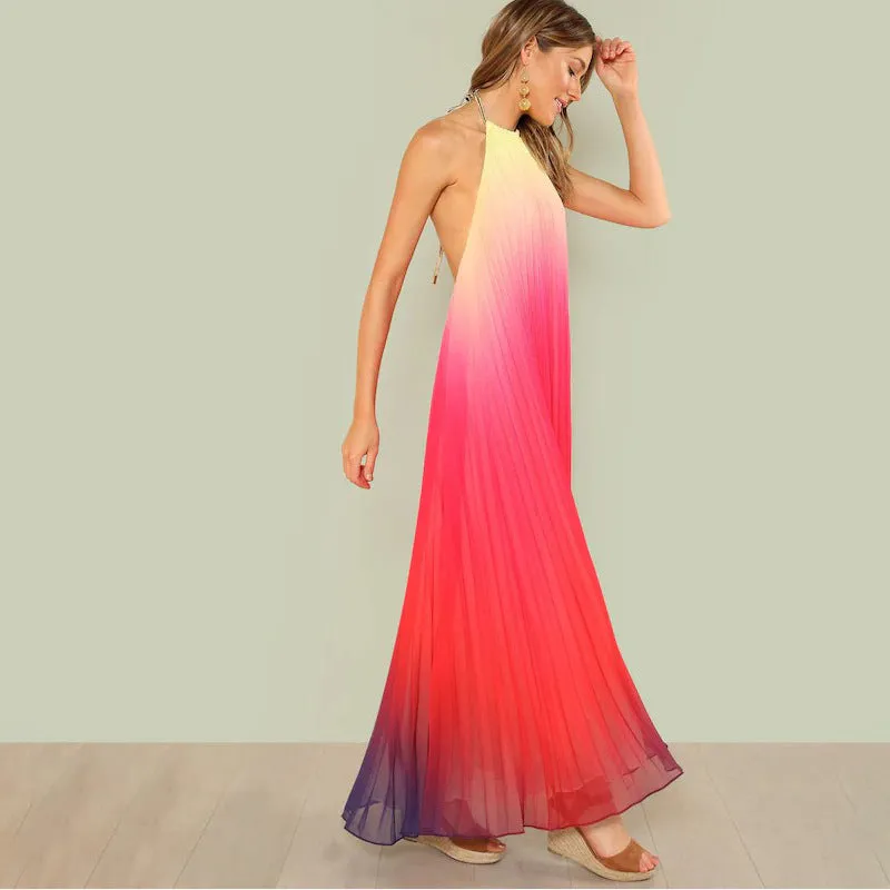 Backless Halter Maxi Dress