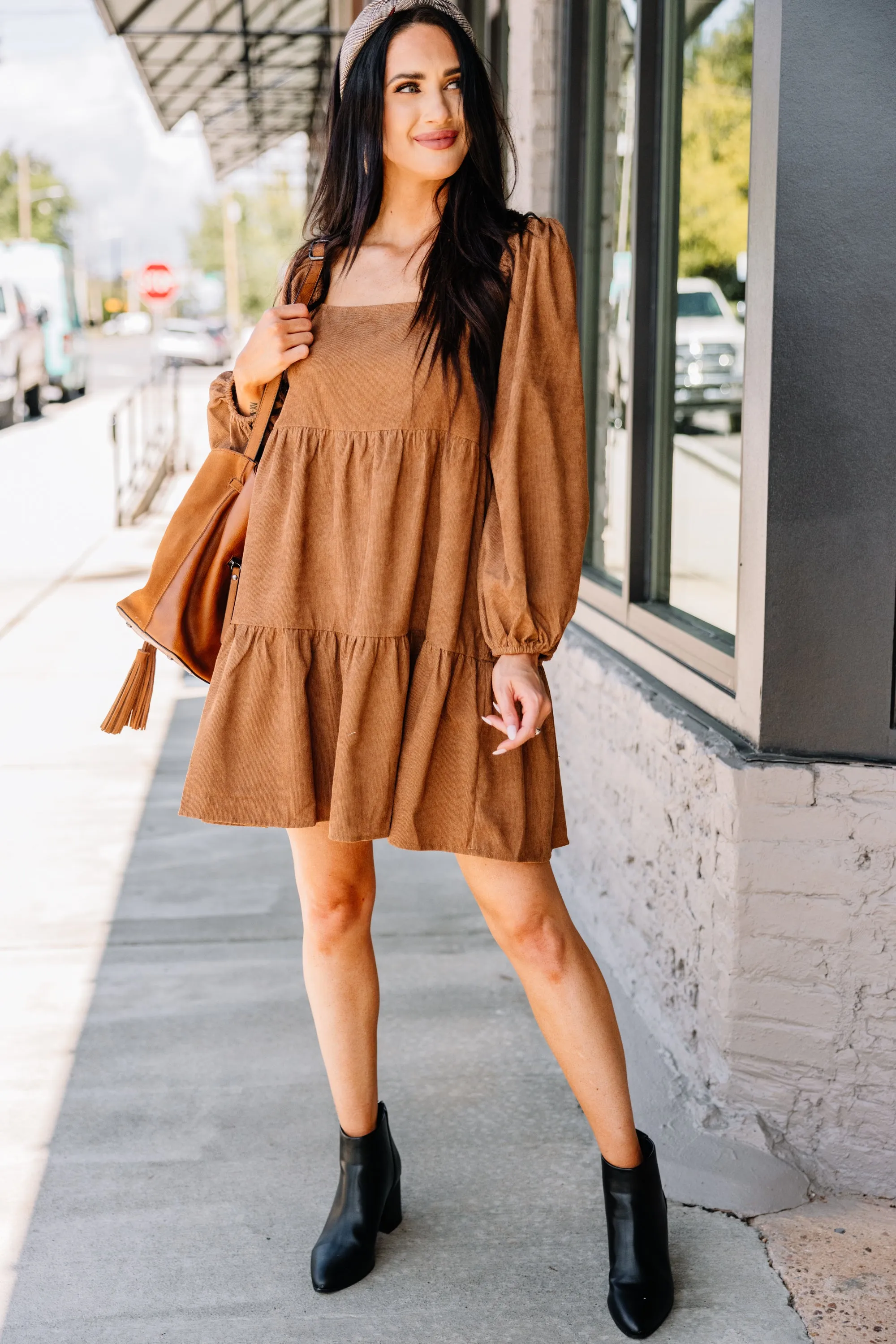 Be The One Brown Corduroy Mini Dress