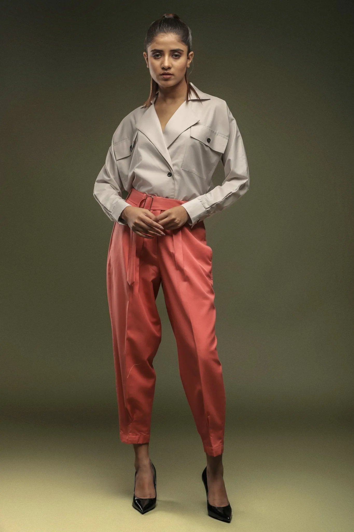 Beige Batwing Sleeve Shirt