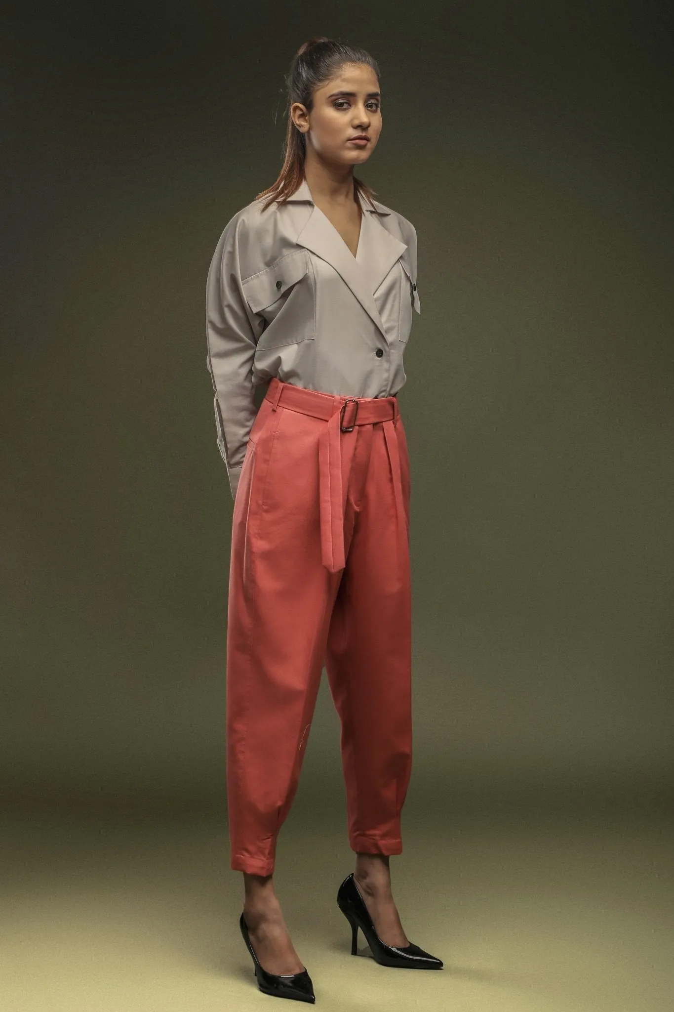 Beige Batwing Sleeve Shirt
