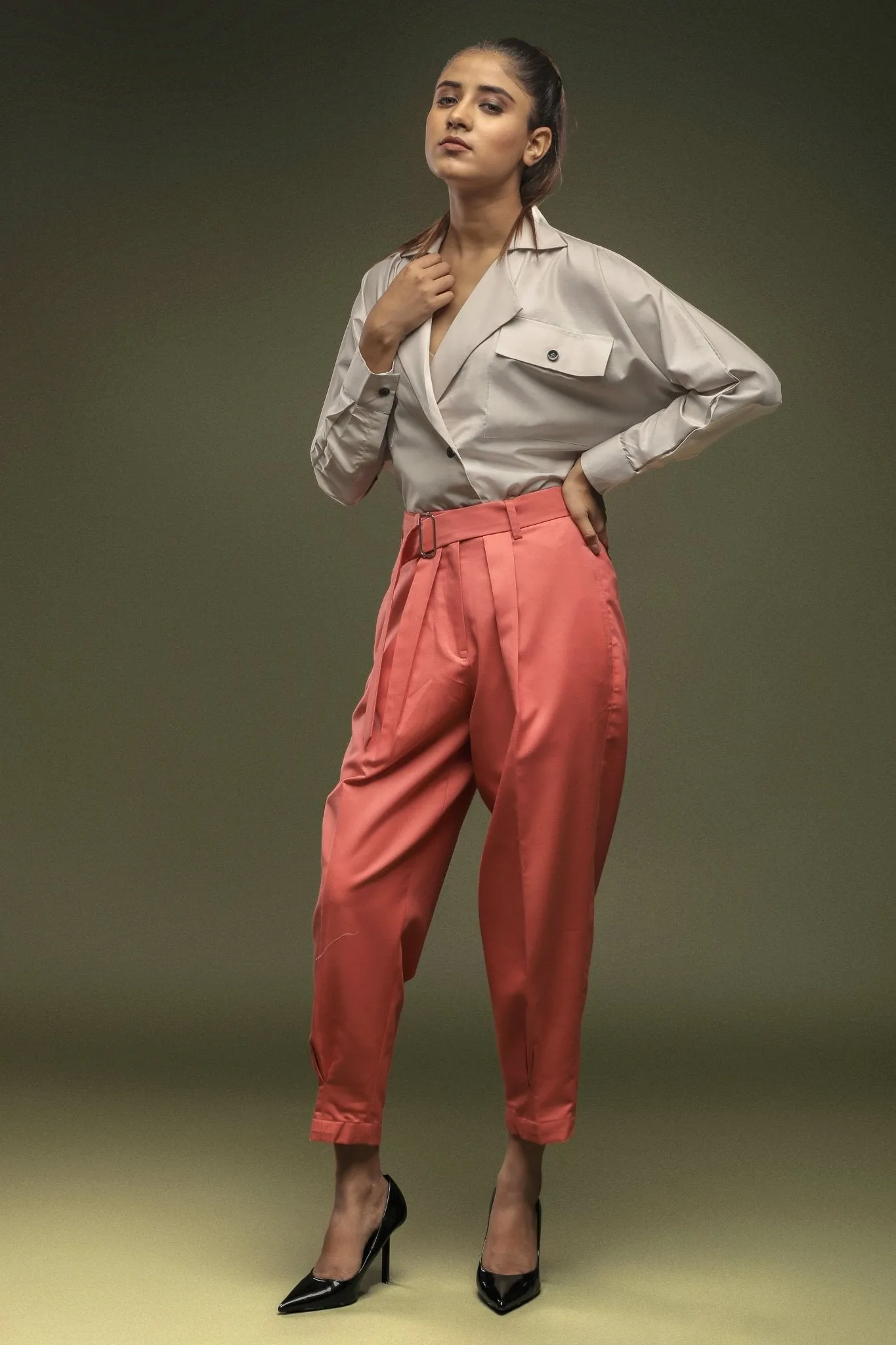 Beige Batwing Sleeve Shirt