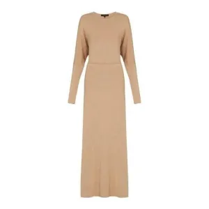 Beige Gold Batwing with Tie Waist Dress