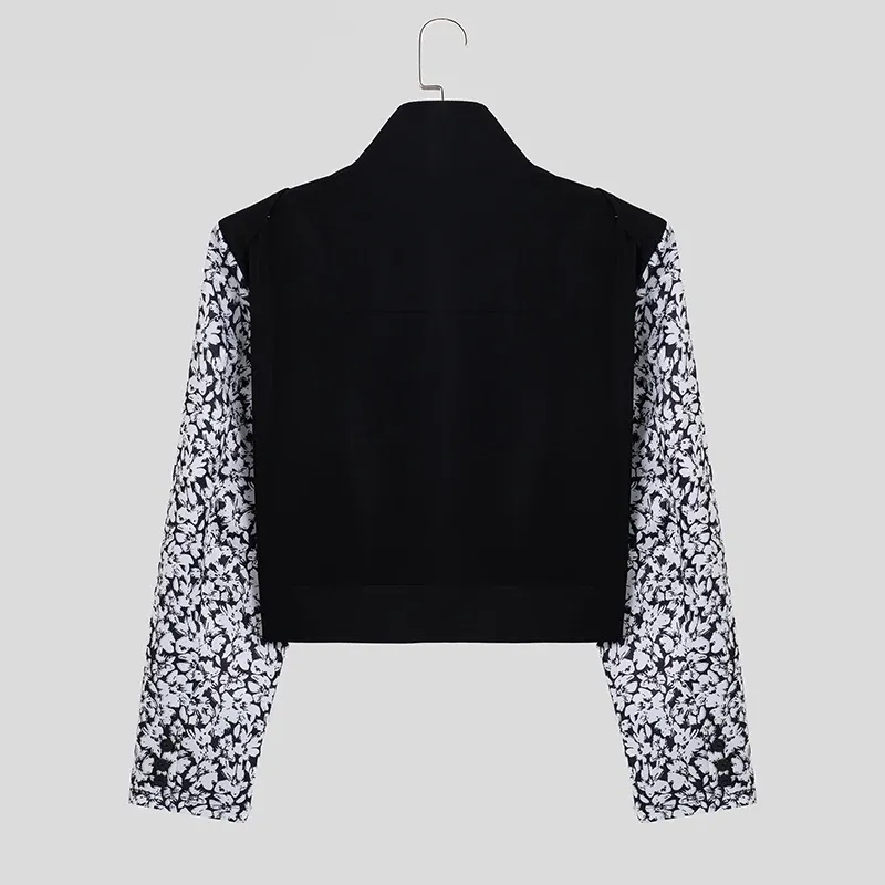 Black & White Floral Printed Patchwork Jacket