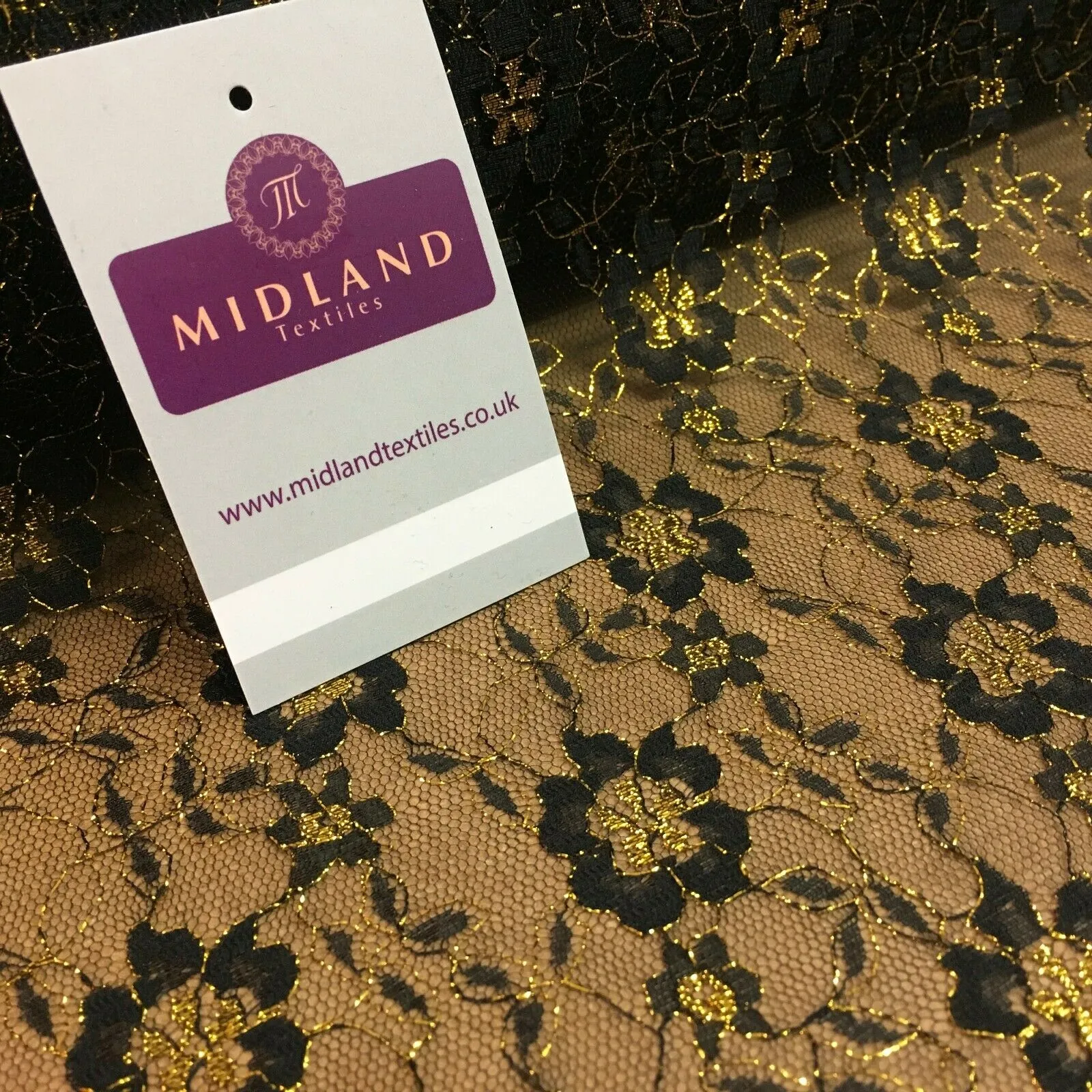 Black and Gold Floral Lurex Gothic Lace Dress Fabric 110cm Wide MH1167 Mtex