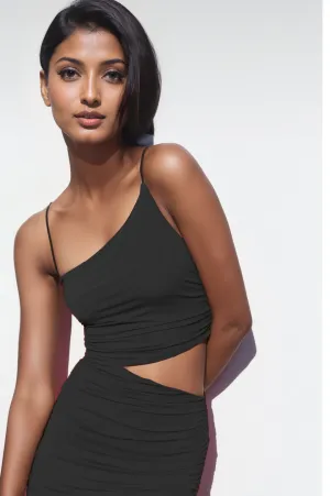 Black Cutout Side Slip Maxi Dress