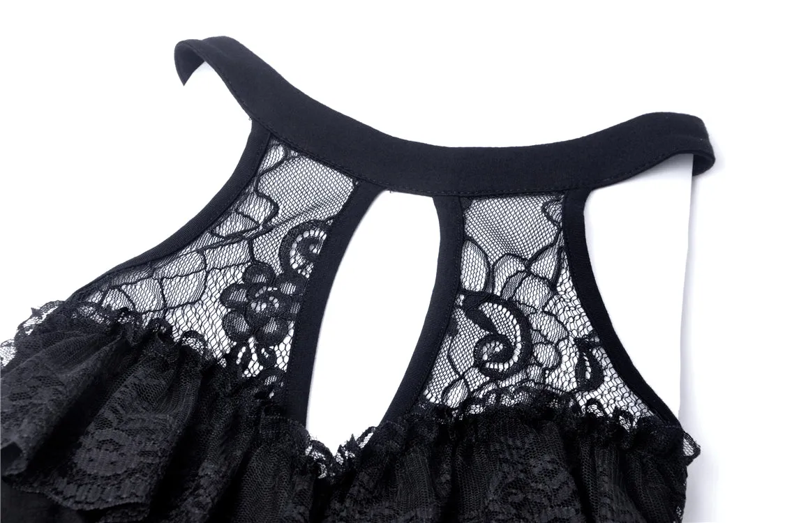 Black lady lace knitted off-shoulders dress DW246
