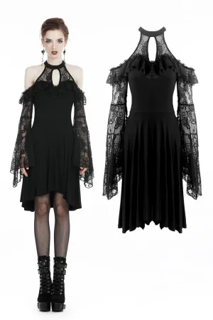 Black lady lace knitted off-shoulders dress DW246