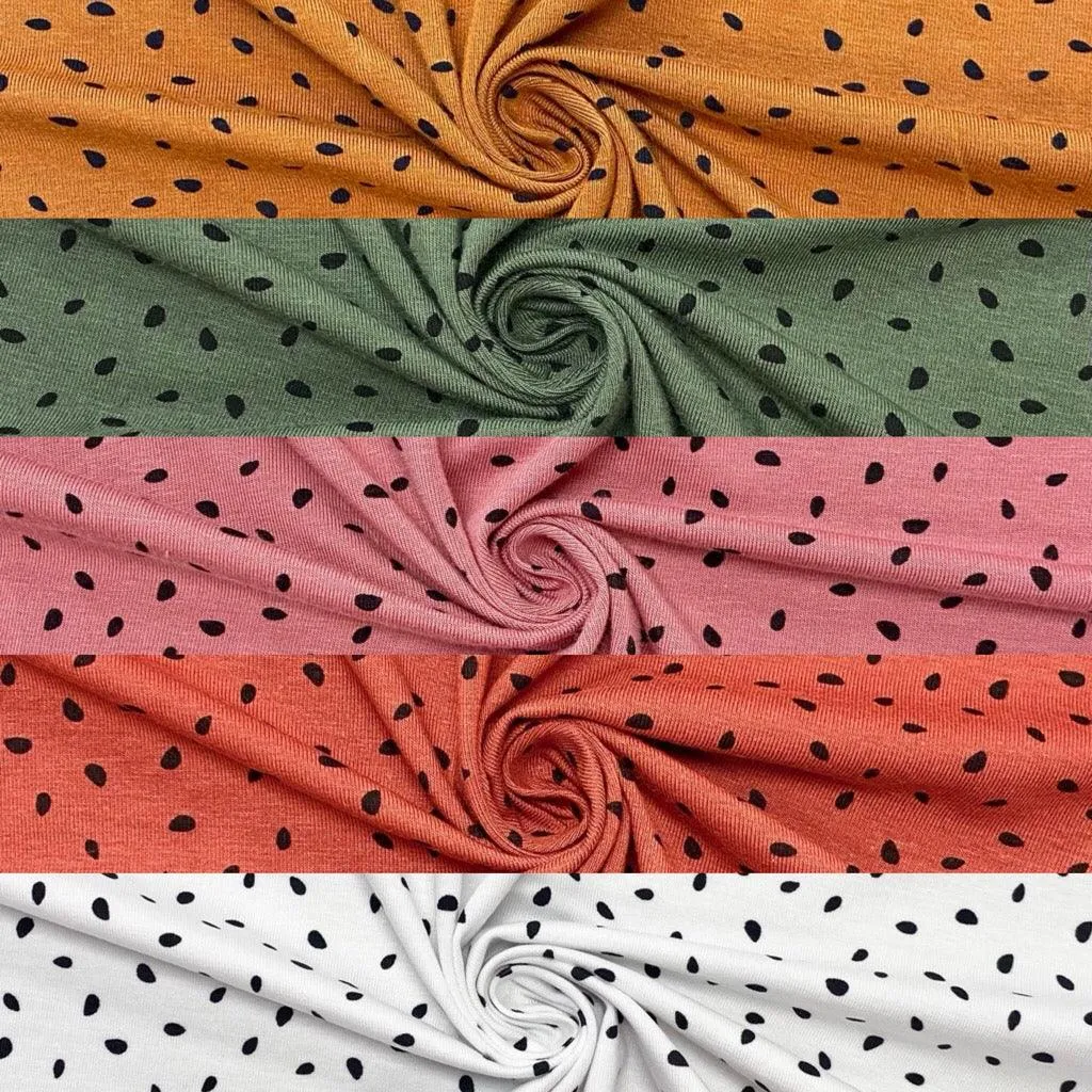 Black Raindrops Modal Jersey Fabric