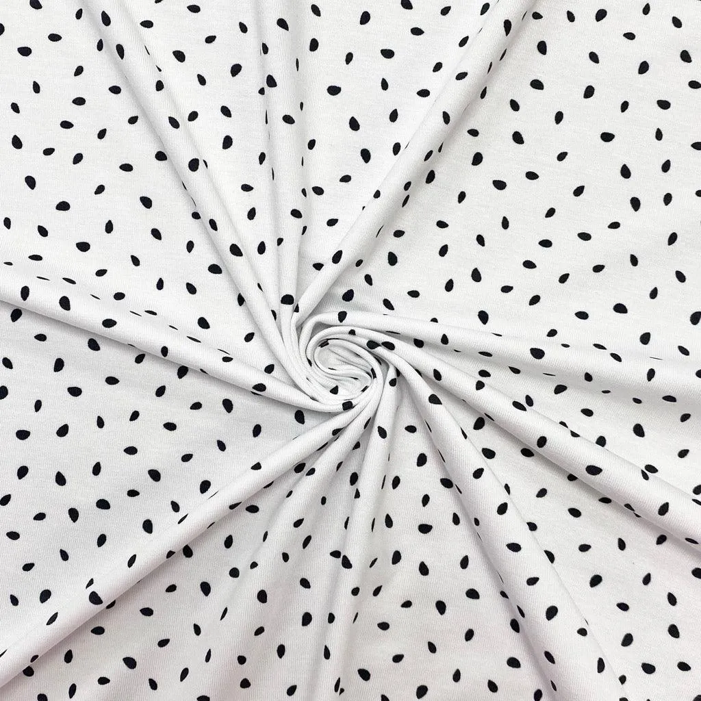 Black Raindrops Modal Jersey Fabric