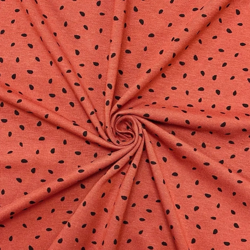 Black Raindrops Modal Jersey Fabric