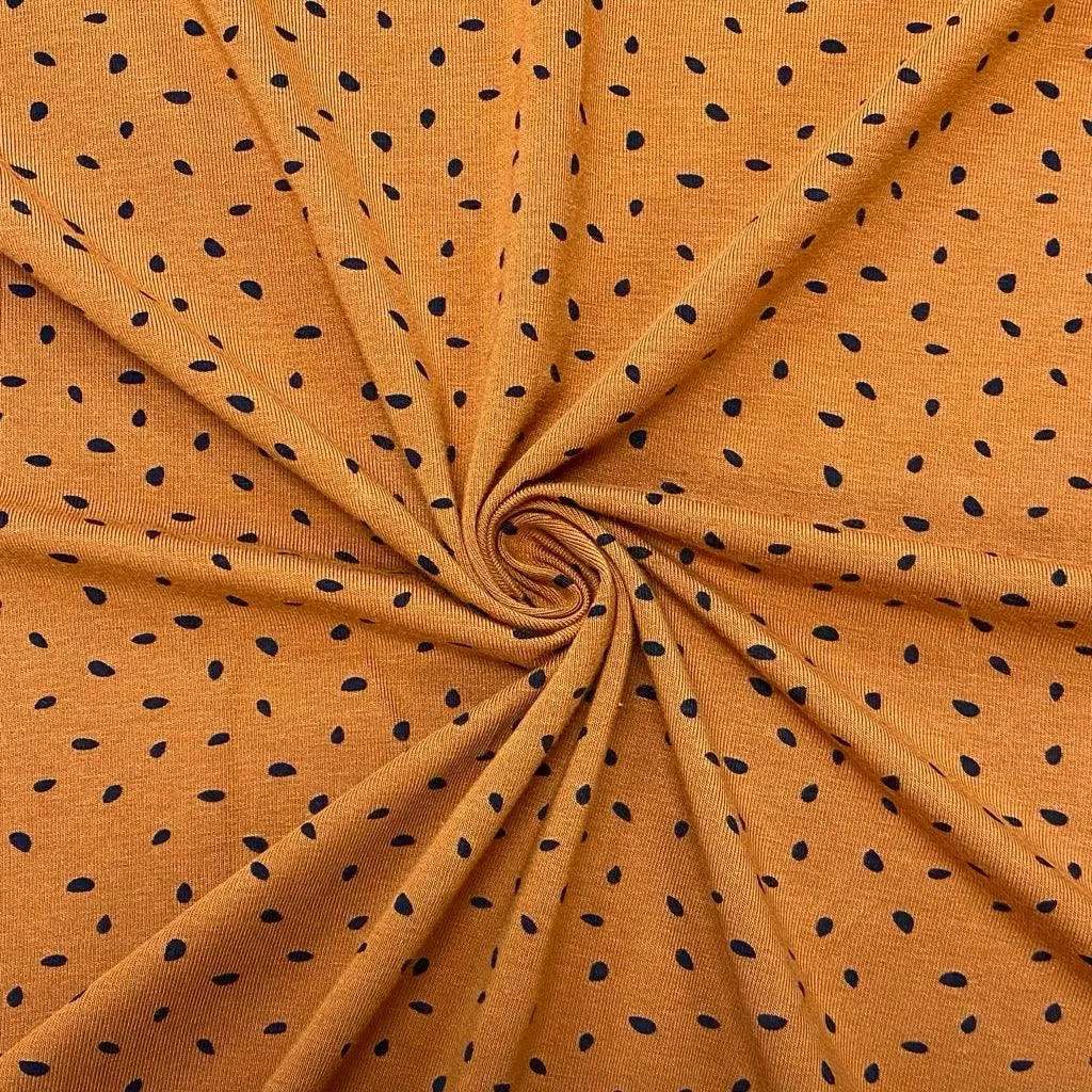 Black Raindrops Modal Jersey Fabric