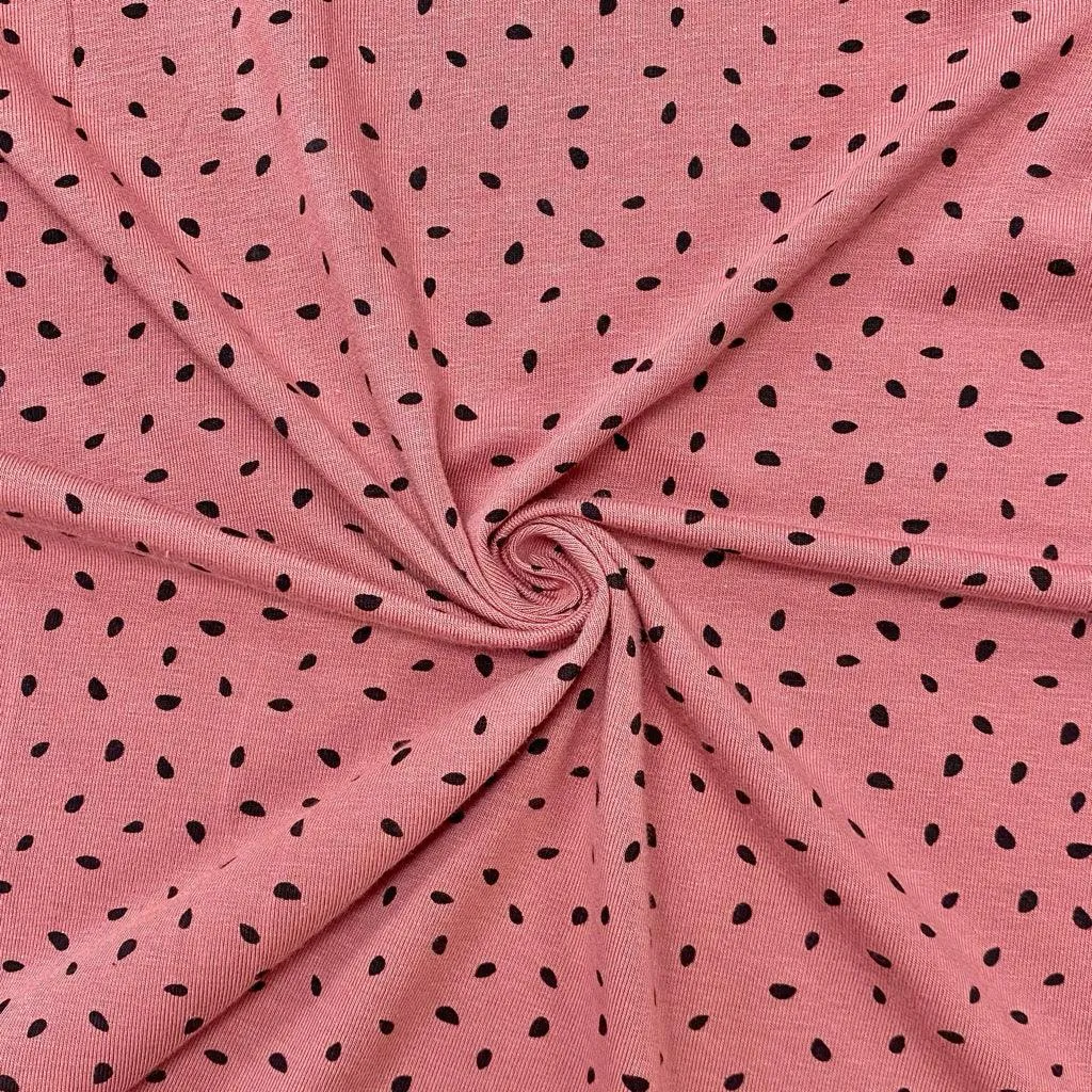 Black Raindrops Modal Jersey Fabric