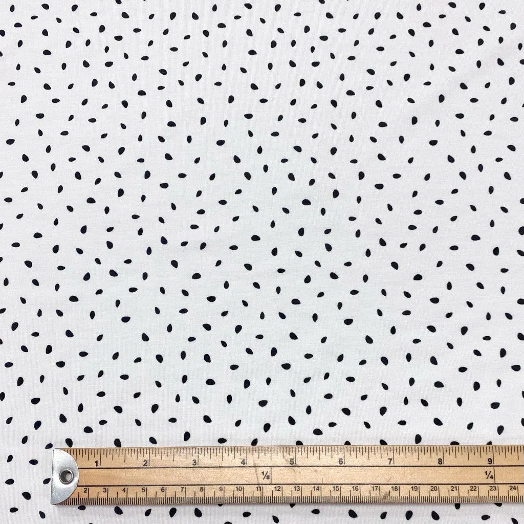 Black Raindrops Modal Jersey Fabric