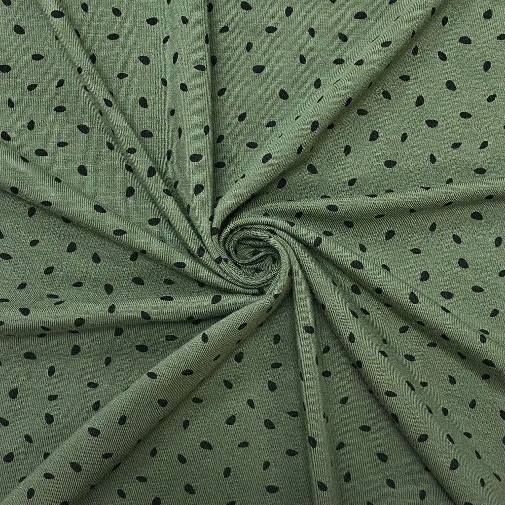 Black Raindrops Modal Jersey Fabric