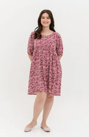 Blair Babydoll Dress In Red Floral