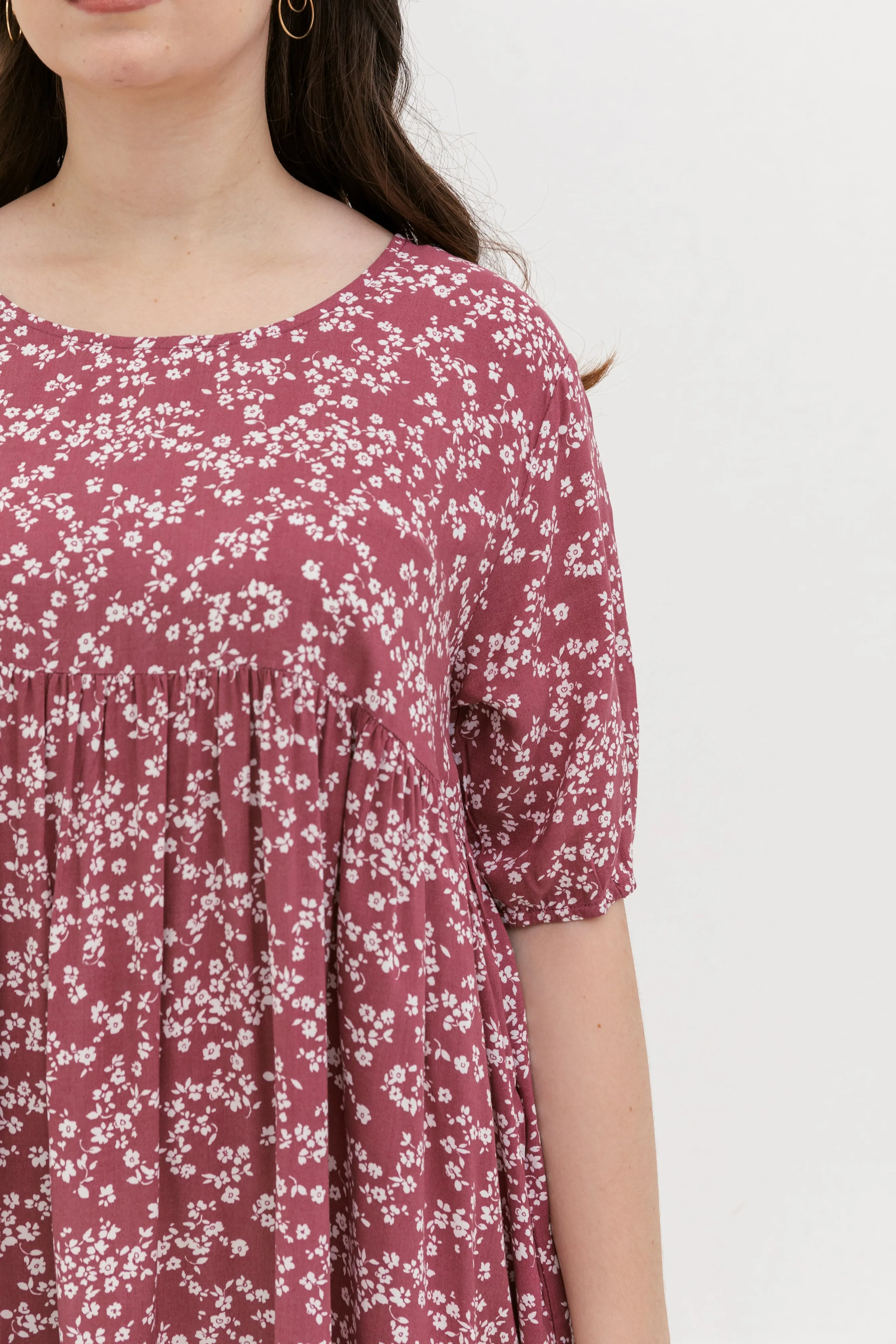Blair Babydoll Dress In Red Floral