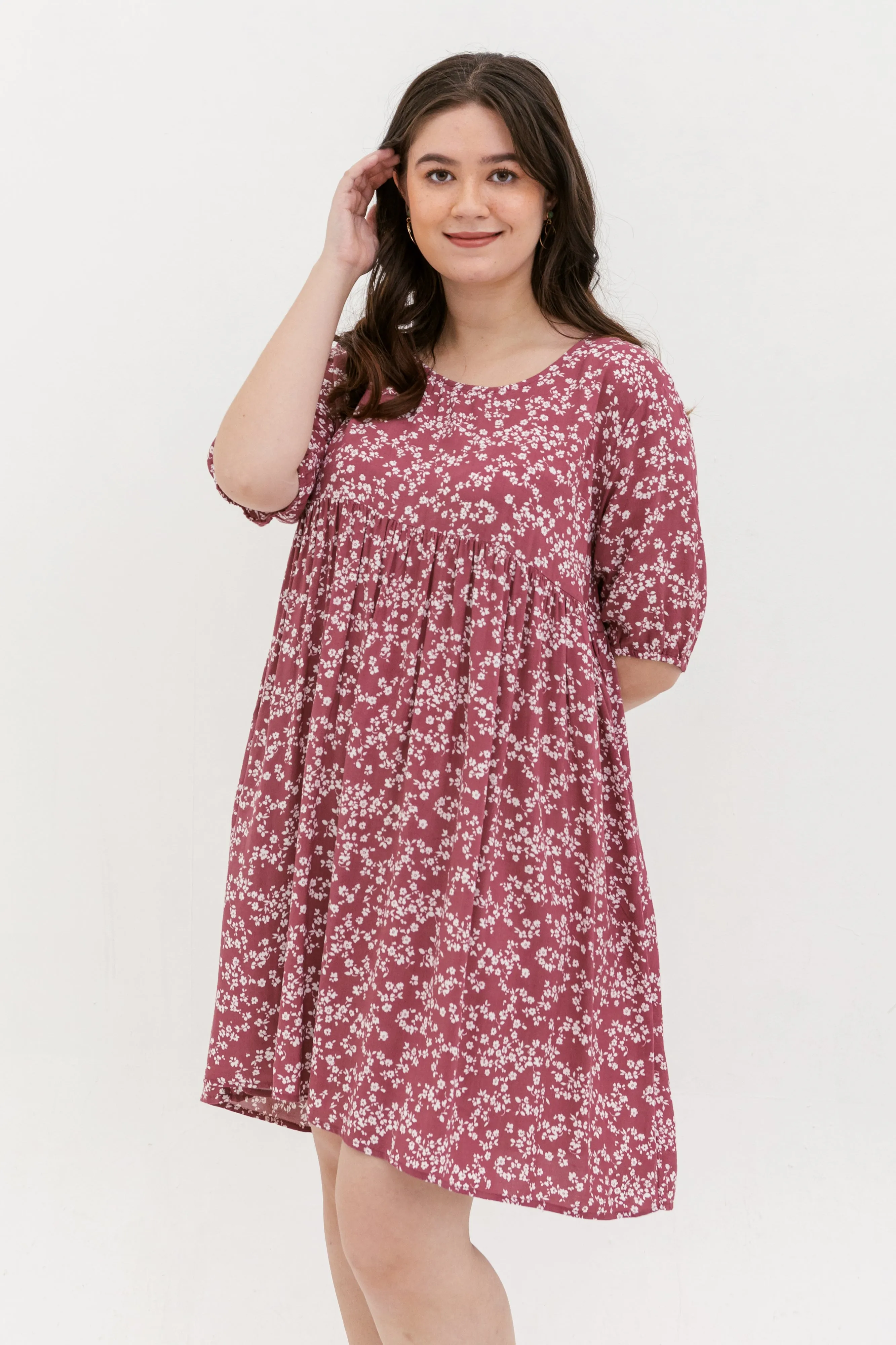 Blair Babydoll Dress In Red Floral