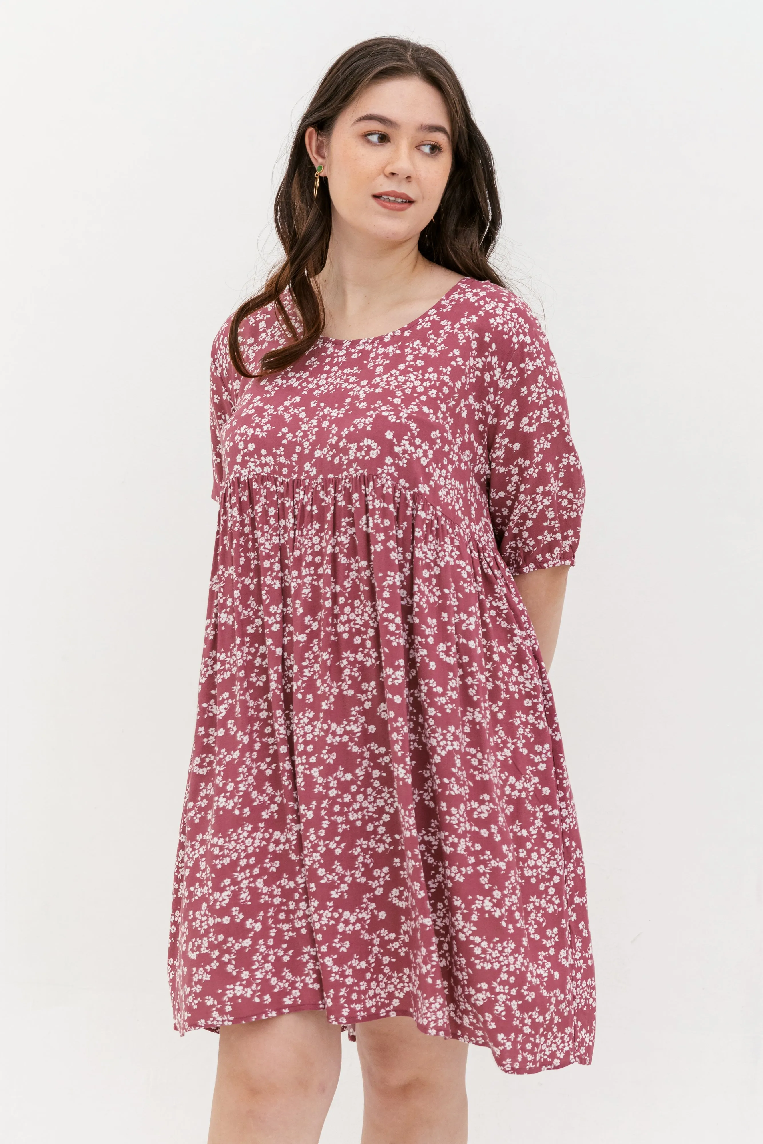Blair Babydoll Dress In Red Floral