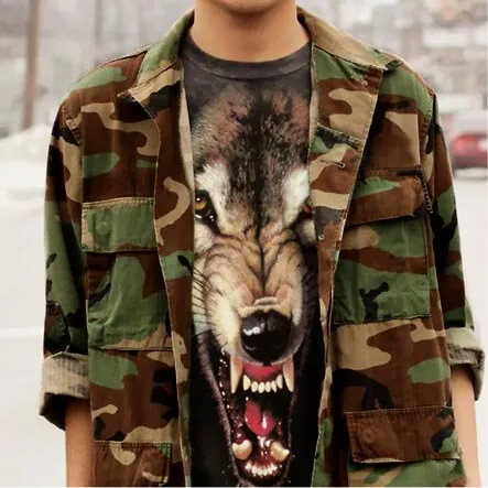 Camo Jacket Vintage Army Jacket Reclaimed Military Button Down Shirt Jacket ALL SIZES