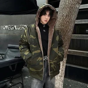 Camouflage Padded Zipper Loose Jacket