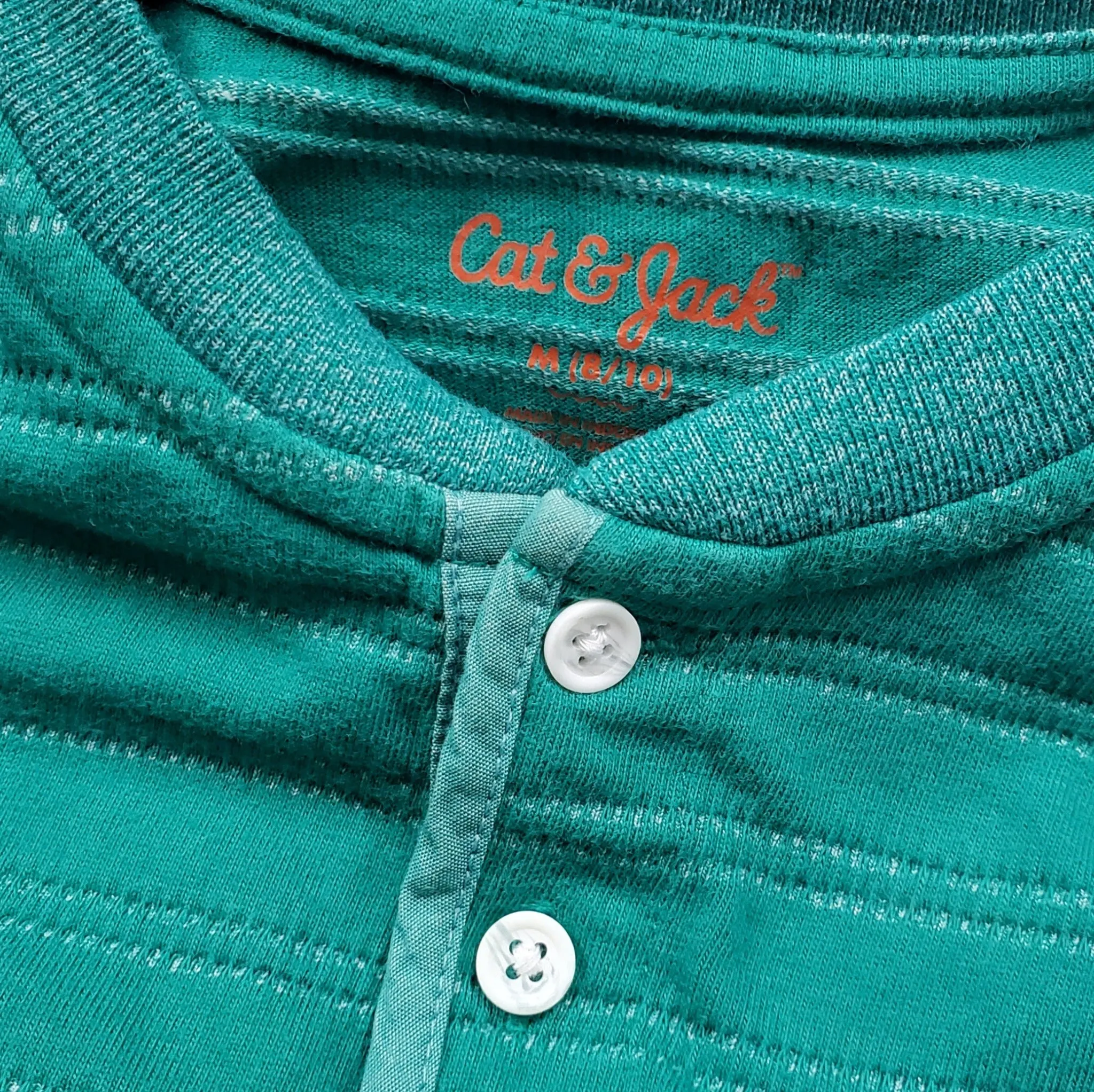 Cat & Jack Boys Green Henley Shirt 8/10