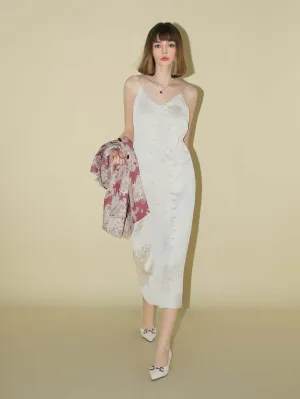 Chrevron Knitted Ivory French Slip Dress