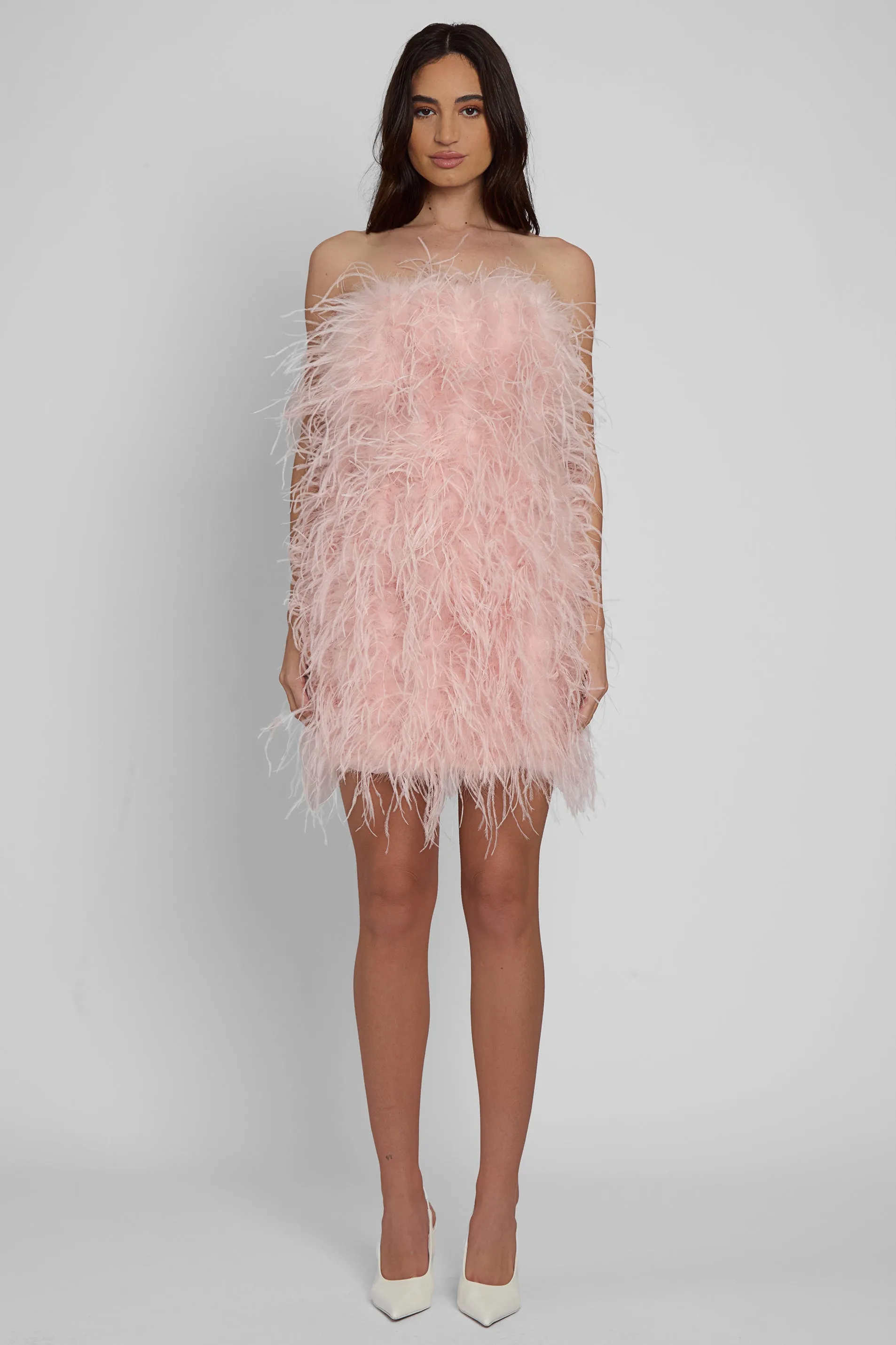 Cloud Feather Mini Trendy Dress - Pink