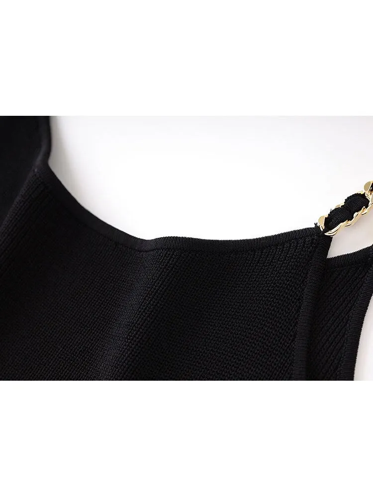 Color Block Striped Knit Slip Dress
