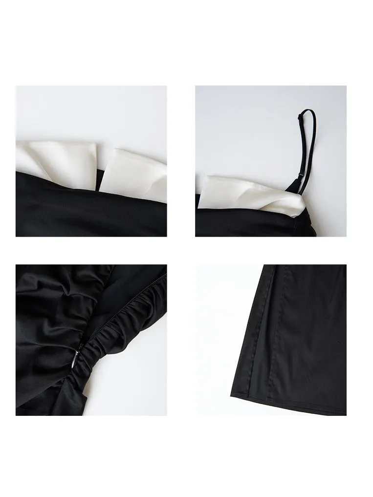 Contrasting Colors Slim Long Slip Dress