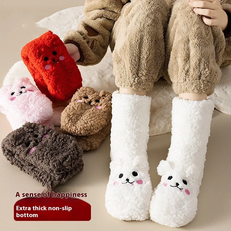 Coral Velvet Winter Floor Socks (Thick & Warm)- Fashionzapp