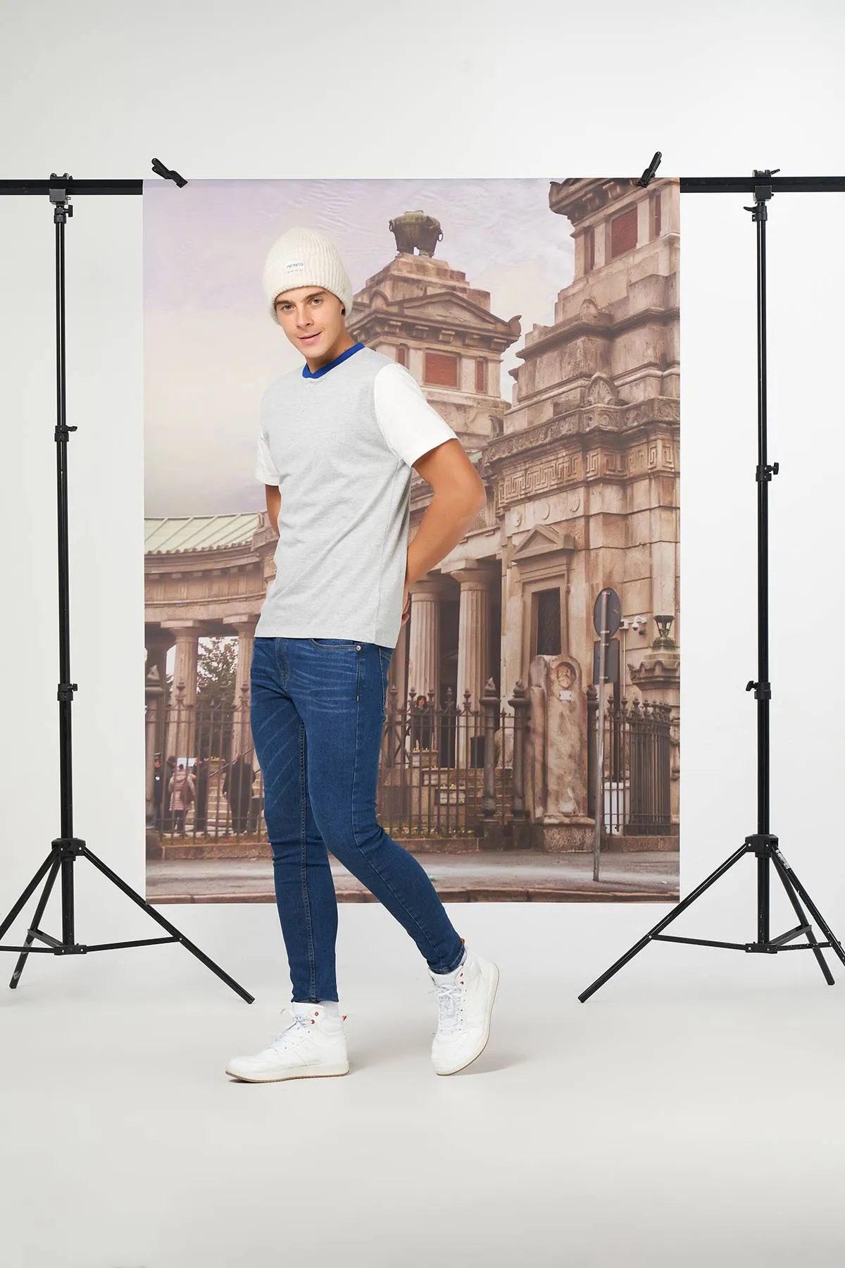 Crew Neck Basic T-Shirt For Men - Grey Melange
